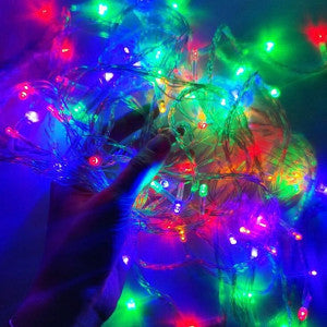Cordão Pisca de Natal 100 Leds 10 metros Fio Transparente 8 Funções Decoração Para Árvores, Casa e Festas LuvinCo