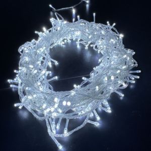 Cordão Pisca de Natal 300 Leds 30 metros Fio Transparente 8 Funções Decoração Para Árvores, Casa e Festas LuvinCo