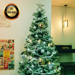Árvore De Natal Pinheiro Nevada 1,50m 400 Galhos Premium Tradicional Grande Branca Cheia Neve Luxo Luvinco