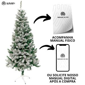 Árvore De Natal Pinheiro Nevada 1,50m 400 Galhos Premium Tradicional Grande Branca Cheia Neve Luxo Luvinco