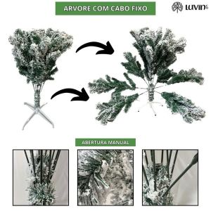 Árvore De Natal Pinheiro Nevada 1,80m 600 Galhos Premium Tradicional Grande Branca Cheia Neve Luxo Luvinco