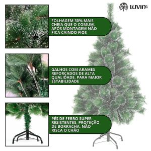 Árvore De Natal Pom Pom Verde Com Pontas Nevada 1,20m 170 Galhos Pequena Pinheiro Toque De Neve Cheia Luxo Luvinco