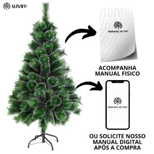 Árvore De Natal Pom Pom Verde Com Pontas Nevada 1,20m 170 Galhos Pequena Pinheiro Toque De Neve Cheia Luxo Luvinco