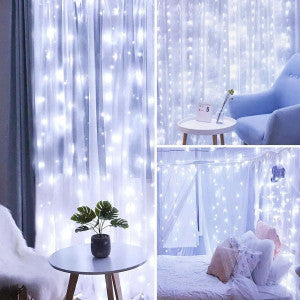 Cortina 300 Leds 3x3m Pisca Pisca USB IP44 8 Modos De Iluminação Luzes De Fada Decoração Natal Festa LuvinCo