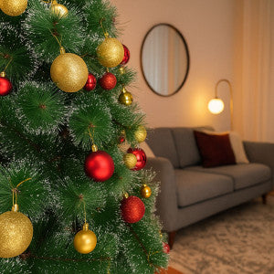 Kit 100 Bolas de Natal Mista Lisas Glitter Decoração Enfeite Árvore de Natal com Ponteira LuvinCo