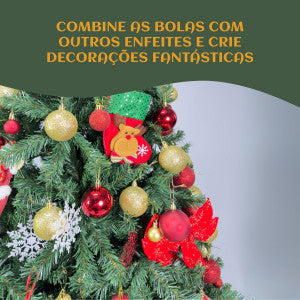 Kit 60 Bolas de Natal Mista Lisas Glitter Decoração Enfeite Árvore de Natal com Ponteira LuvinCo