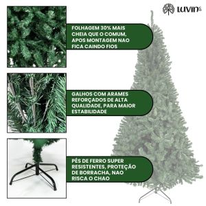 Árvore De Natal Pinheiro Canadense Luxo 3,00m 2500 Galhos Tradicional Verde Imperial Premium Grande Cheia Luvinco