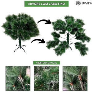 Árvore De Natal Pom Pom Verde Com Pontas Nevada 1,80m 360 Galhos Grande Pinheiro Toque De Neve Cheia Luxo