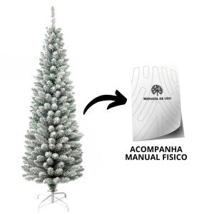 Árvore Natal Slim Nevada 1,80m 500 Galhos Pinheiro Tradicional Fina Luxo Cheia Luvinco
