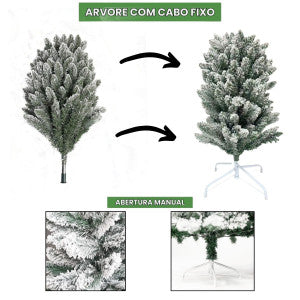 Árvore Natal Slim Nevada 2,40m 800 Galhos Pinheiro Tradicional Fina Luxo Cheia Luvinco