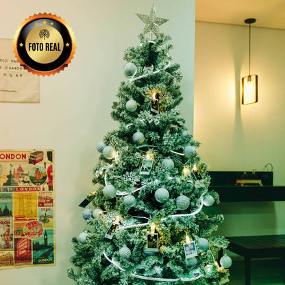 Árvore De Natal Pinheiro Nevada 1,50m 400 Galhos Premium Tradicional Grande Branca Cheia Neve Luxo Luvinco