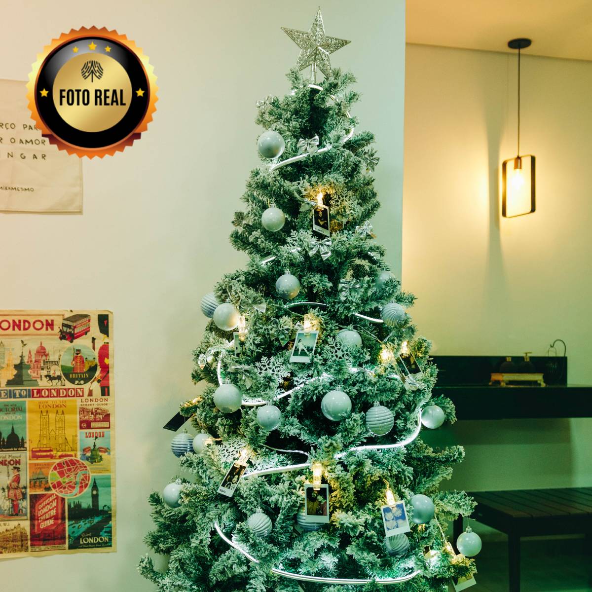 Árvore De Natal Pinheiro Nevada 2,10m 900 Galhos Premium Tradicional Grande Branca Cheia Neve Luxo Luvinco