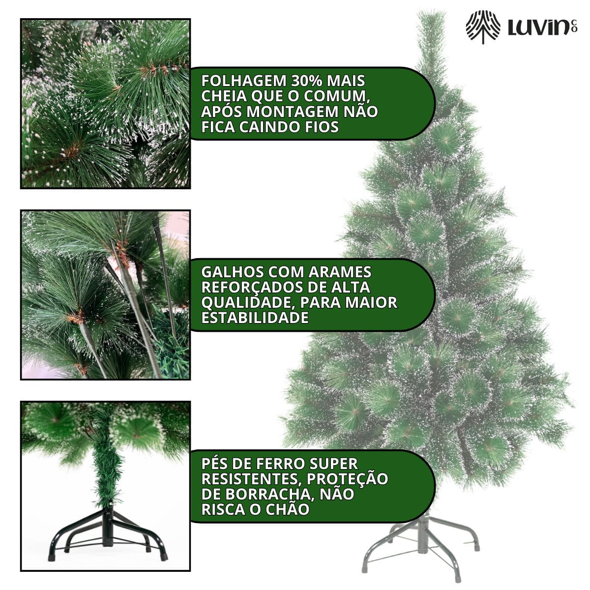 Árvore De Natal Pom Pom Verde Com Pontas Nevada 1,20m 170 Galhos Pequena Pinheiro Toque De Neve Cheia Luxo Luvinco