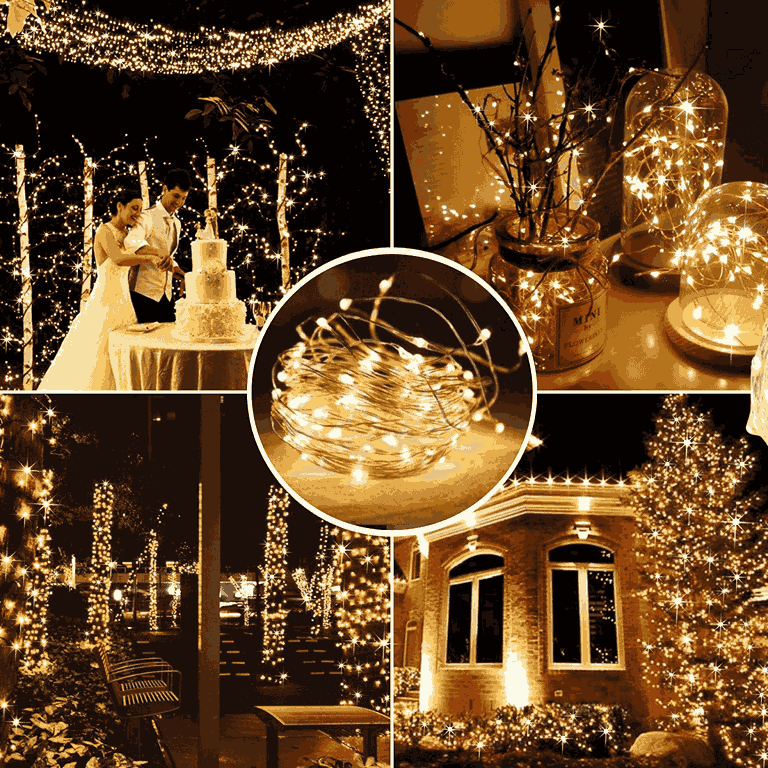 Fio De Fada 100 Led 10 Metros IP44  Bateria Cordão Pisca Luzes Lâmpadas Festa Decoração Árvore de Natal LuvinCo