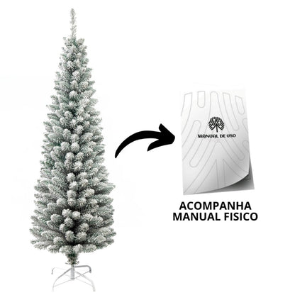 Árvore Natal Slim Nevada 2,40m 800 Galhos Pinheiro Tradicional Fina Luxo Cheia Luvinco